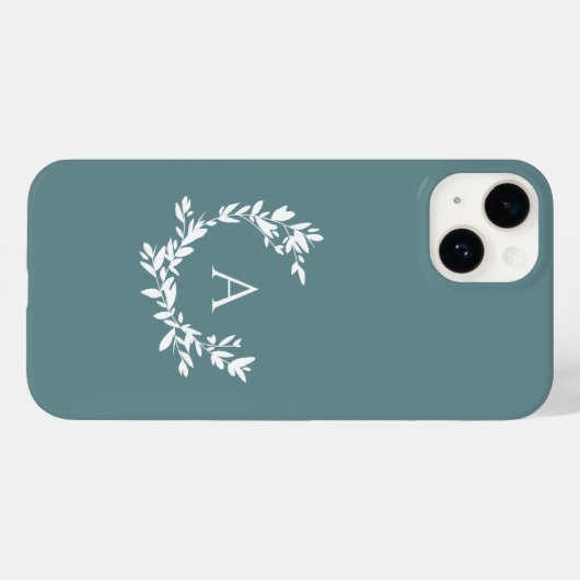 Coques Case-Mate iPhone Monogramme botanique Turquoise Turquoise initial (Verso (horizontal))