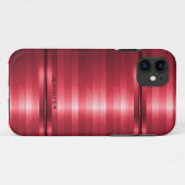 Coques Case-Mate iPhone Monogramme brillant métal rayures rouges (Dos (Horizontal))