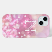 Coques Case-Mate iPhone Monogramme brillant rose étincelles (Verso (horizontal))