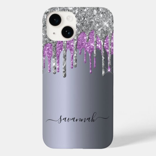 Coques Case-Mate iPhone Monogramme brillant violet parties scintillant arg (Verso)
