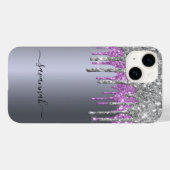 Coques Case-Mate iPhone Monogramme brillant violet parties scintillant arg (Verso (horizontal))