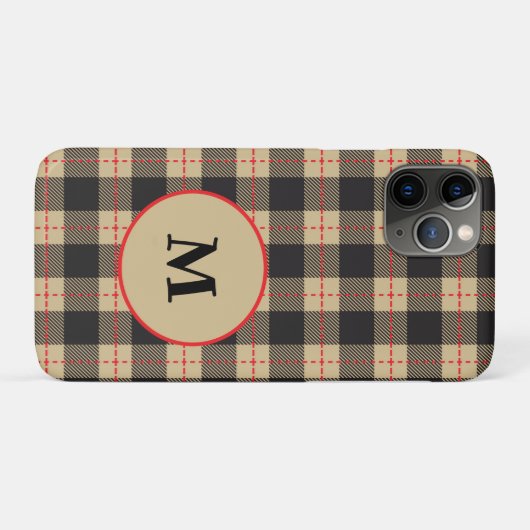 Coques Case-Mate iPhone Monogramme Brown Buffle noir et rouge (Dos (Horizontal))