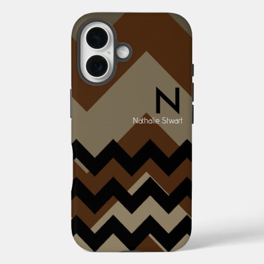 Coques Case-Mate iPhone Monogramme Brown Chevron noir (Verso)