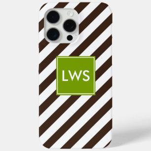Coque iPhone 15 Pro Max Monogramme Brown Diagonal Stripes