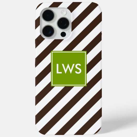 Coques Case-Mate iPhone Monogramme Brown Diagonal Stripes (Verso)