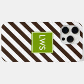 Coques Case-Mate iPhone Monogramme Brown Diagonal Stripes (Verso (horizontal))