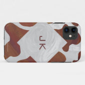 Coques Case-Mate iPhone Monogramme Brown et blanc de vache (Dos (Horizontal))