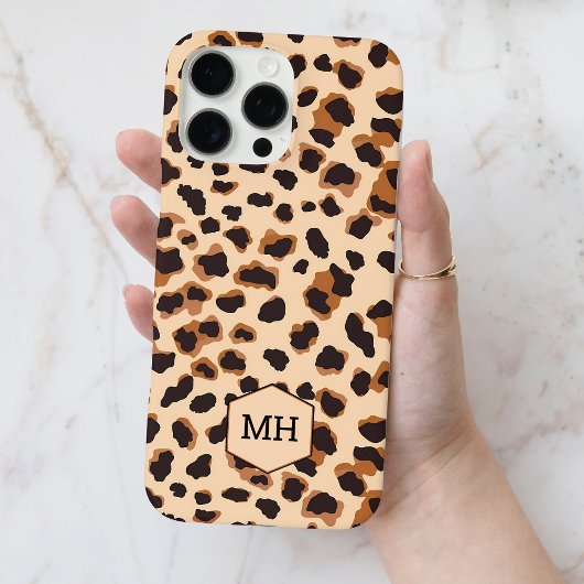 Coques Case-Mate iPhone Monogramme Brown Leopard Motif Moderne Chic