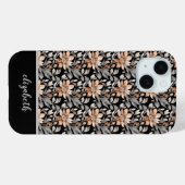 Coques Case-Mate iPhone Monogramme Brûlé Orange Rouille Noir Gris Floral (Verso (horizontal))