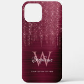Coques Case-Mate iPhone Monogramme Burgundy Rose Gold Sparkle (Verso)