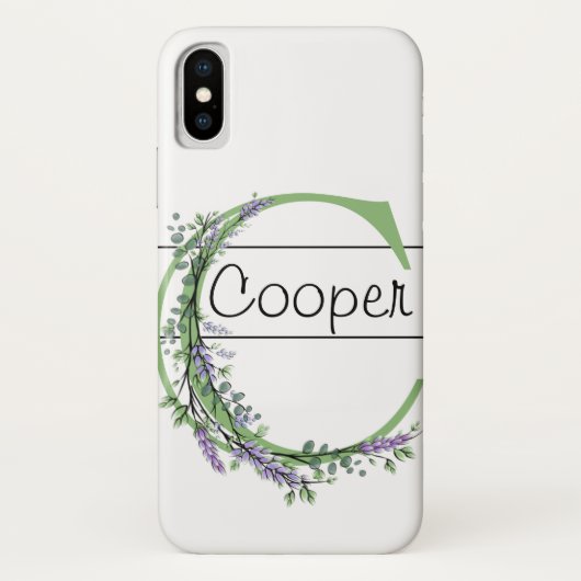 Coques Case-Mate iPhone Monogramme C Lavande Eucalyptus (Dos)