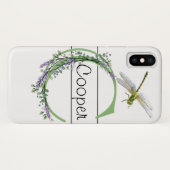 Coques Case-Mate iPhone Monogramme C Lavender Eucalyptus avec libellule (Dos (Horizontal))