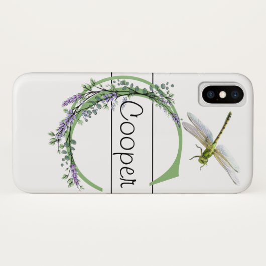 Coques Case-Mate iPhone Monogramme C Lavender Eucalyptus avec libellule (Dos (Horizontal))