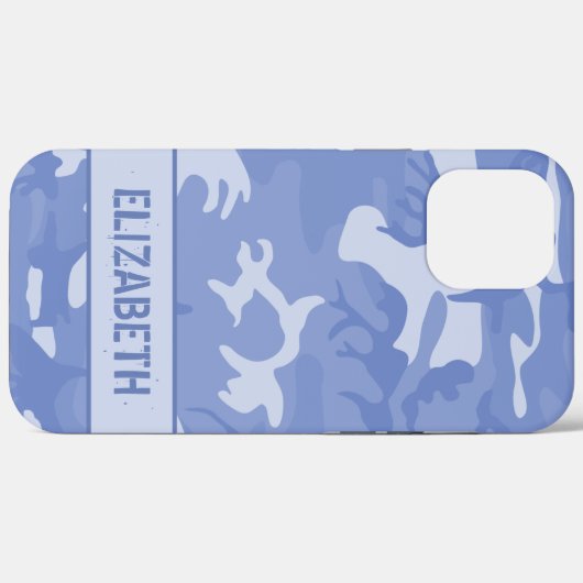 Coques Case-Mate iPhone Monogramme Camouflage Bleu (Verso (horizontal))