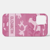 Coques Case-Mate iPhone Monogramme camouflage rose (Verso (horizontal))
