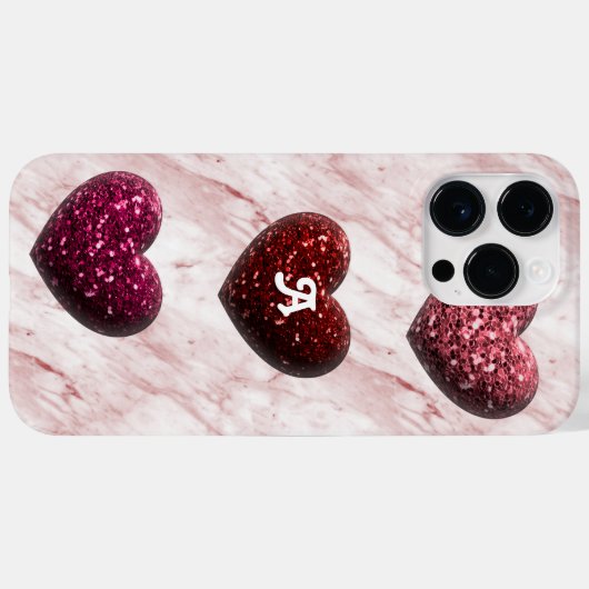 Coques Case-Mate iPhone Monogramme cardiaque parties scintillant (Verso (horizontal))
