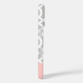 Coques Case-Mate iPhone Monogramme cardiaque rose et gris de Trellis (Verso / Droite)