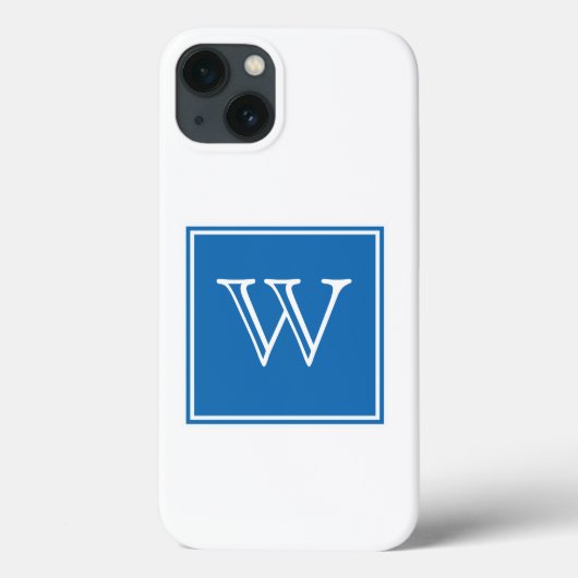 Coques Case-Mate iPhone Monogramme Carré bleu (Verso)