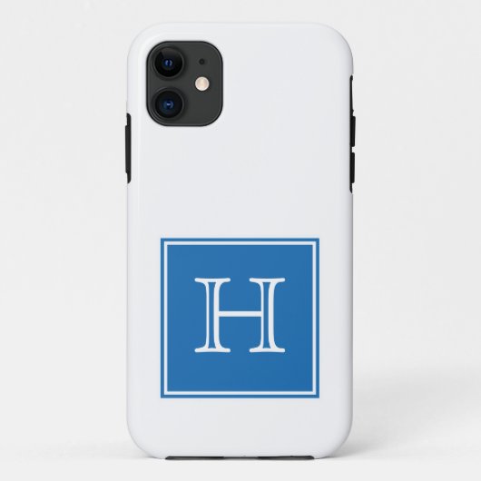 Coques Case-Mate iPhone Monogramme Carré bleu (Dos)
