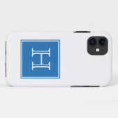 Coques Case-Mate iPhone Monogramme Carré bleu (Dos (Horizontal))