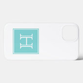 Coques Case-Mate iPhone Monogramme Carré Turquoise (Verso (horizontal))