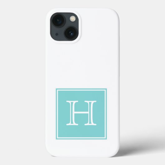 Coques Case-Mate iPhone Monogramme Carré Turquoise (Verso)