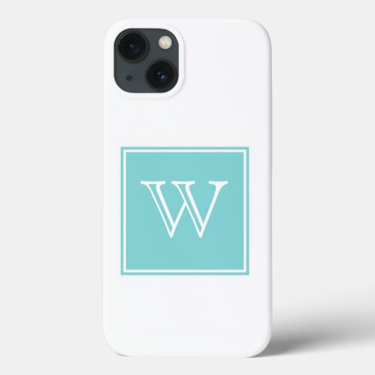 Coques Case-Mate iPhone Monogramme Carré Turquoise (Verso)