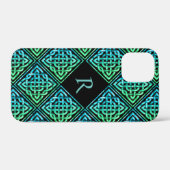 Coques Case-Mate iPhone Monogramme Celtic noeud bleu vert iPhone 12 Mini (Verso (horizontal))
