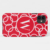 Coques Case-Mate iPhone Monogramme Cercles blancs Rouge moderne Abstrait (Dos (Horizontal))