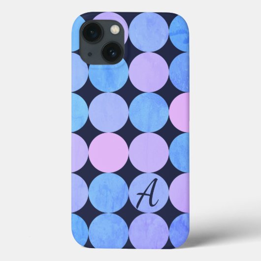 Coques Case-Mate iPhone Monogramme Cercles Bleu Violet & Rose (Verso)