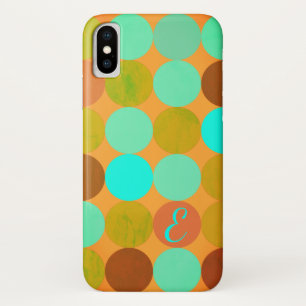 Coques Pour iPhone Monogramme Cercles Turquoise Bleu Vert & Orange