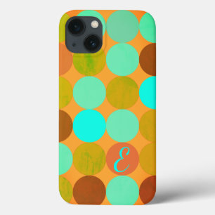 Case-Mate iPhone Case Monogramme Cercles Turquoise Bleu Vert & Orange