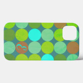 Coques Case-Mate iPhone Monogramme Cercles Vert Citron Turquoise & Rouille (Verso (horizontal))