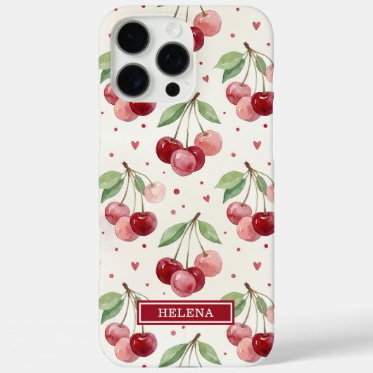Coques Case-Mate iPhone Monogramme Cerises Aquarelle (Verso)
