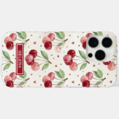 Coques Case-Mate iPhone Monogramme Cerises Aquarelle (Verso (horizontal))