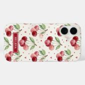 Coques Case-Mate iPhone Monogramme Cerises Aquarelle (Verso (horizontal))