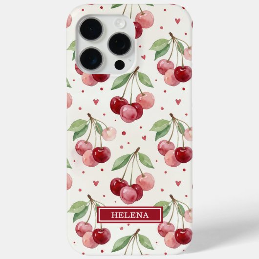 Coques Case-Mate iPhone Monogramme Cerises Aquarelle (Verso)