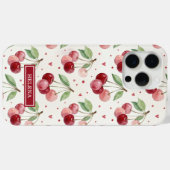 Coques Case-Mate iPhone Monogramme Cerises Aquarelle (Verso (horizontal))