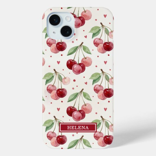 Coques Case-Mate iPhone Monogramme Cerises Aquarelle (Verso)