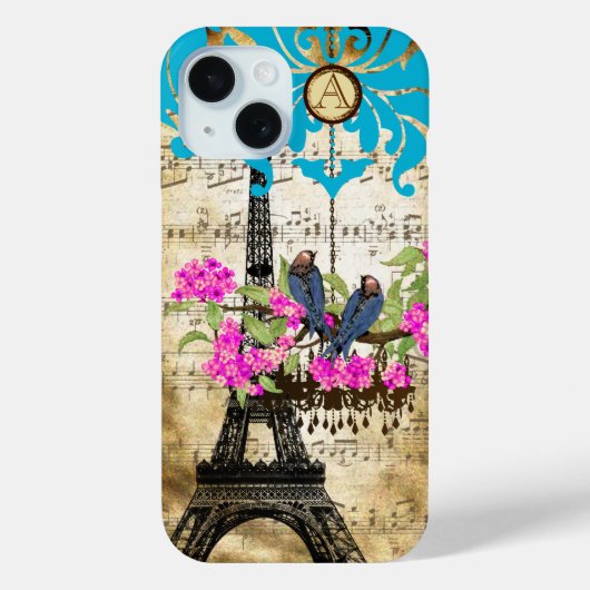 Coques Case-Mate iPhone Monogramme Cerisier Fleur Oiseau Chandelier iPhone (Verso)