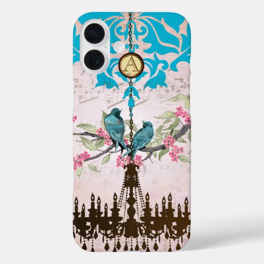Coques Case-Mate iPhone Monogramme Cerisier Fleur Oiseau Chandelier iPhone (Verso)