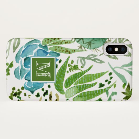 Coques Case-Mate iPhone Monogramme | Champ I Succulent (Dos (Horizontal))