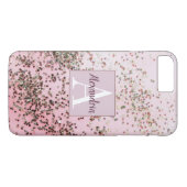 Coques Case-Mate iPhone Monogramme Champagne Confetti Rose (Dos (Horizontal))