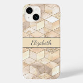 Coques Case-Mate iPhone Monogramme Champagne Parties scintillant Gris Pêch (Verso)