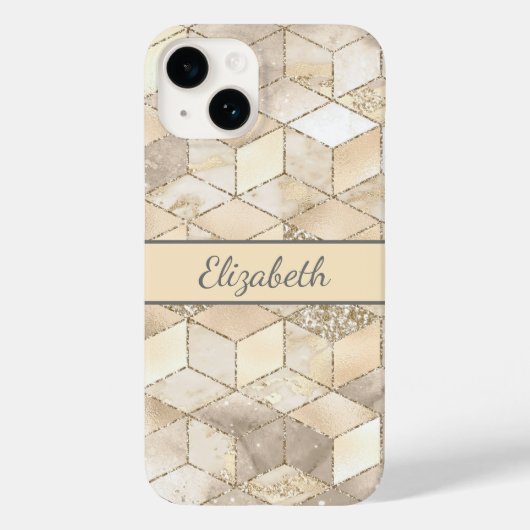 Coques Case-Mate iPhone Monogramme Champagne Parties scintillant Gris Pêch (Verso)