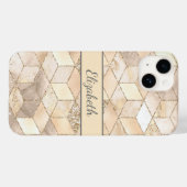 Coques Case-Mate iPhone Monogramme Champagne Parties scintillant Gris Pêch (Verso (horizontal))