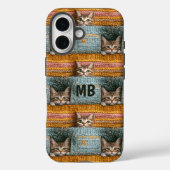 Coques Case-Mate iPhone Monogramme Chats Mignons Tricotés Personnalisés Fé (Verso)