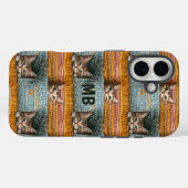 Coques Case-Mate iPhone Monogramme Chats Mignons Tricotés Personnalisés Fé (Verso (horizontal))