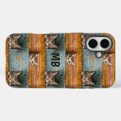 Coques Case-Mate iPhone Monogramme Chats Mignons Tricotés Personnalisés Fé (Verso (horizontal))