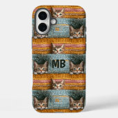 Coques Case-Mate iPhone Monogramme Chats Mignons Tricotés Personnalisés Fé (Verso)